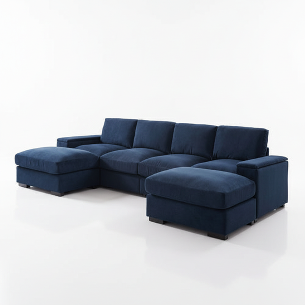 Blaues Modulsofa ohne Teppich