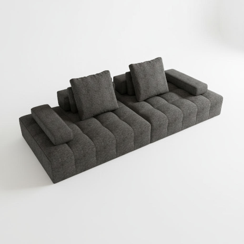 Dunkelgraues Sofa auf weißem Hintergrund