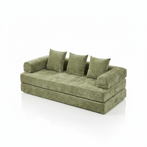 Grünes Sofa auf weißem Hintergrund